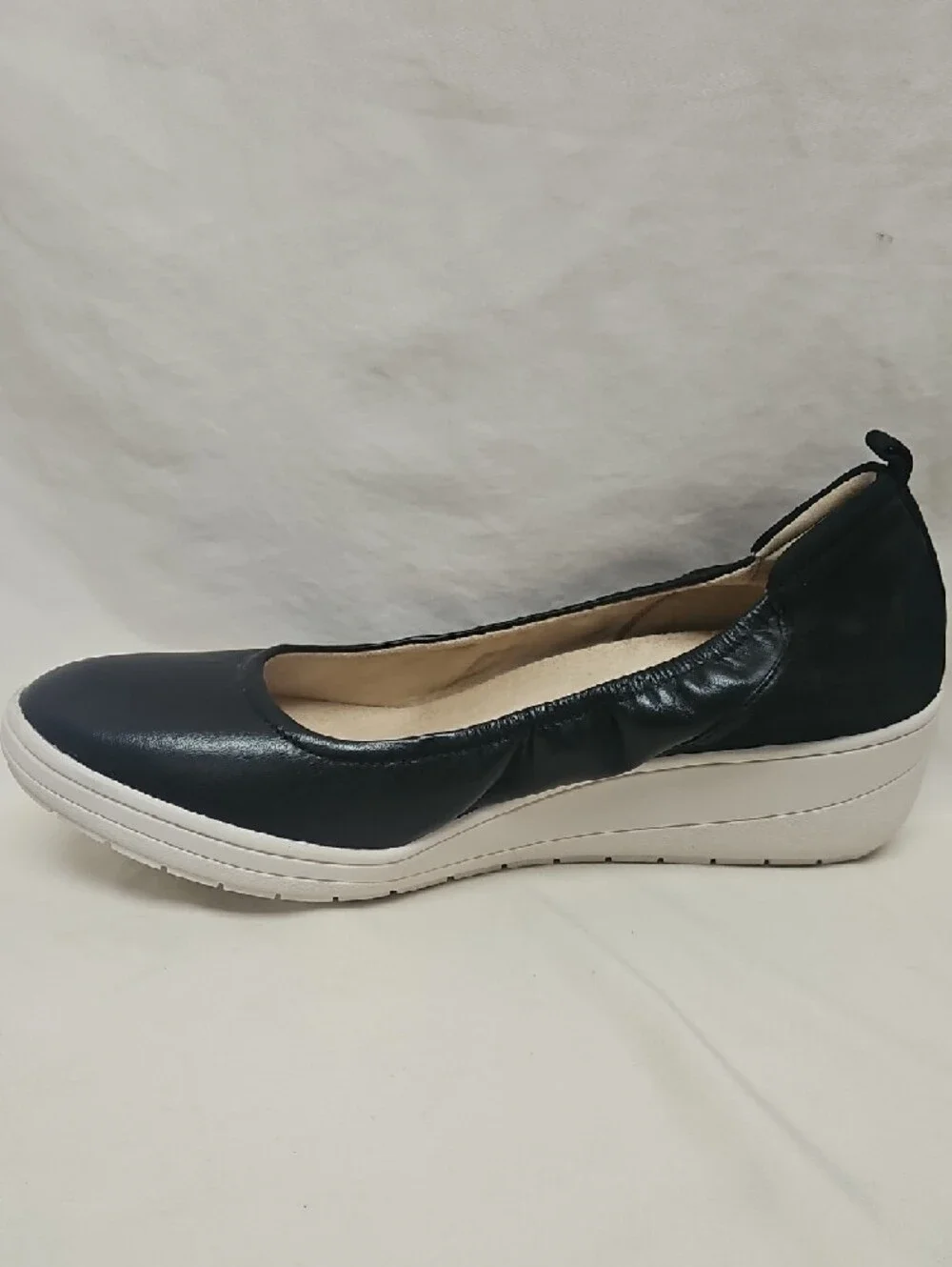 Vionic Jacey Black Leather Slip On Wedge Shoes Comfort Orthotic Size 11